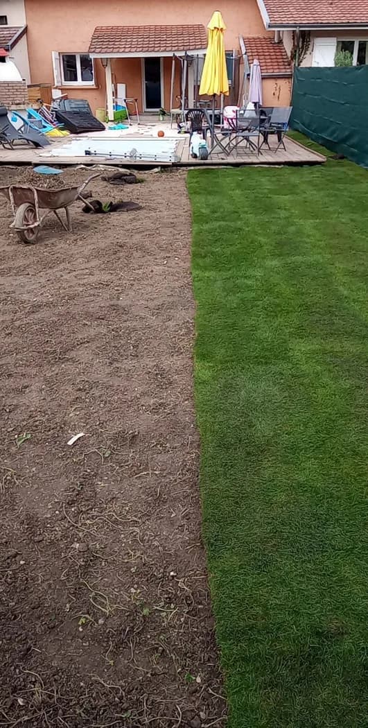 Jardin avant et après engazonnement